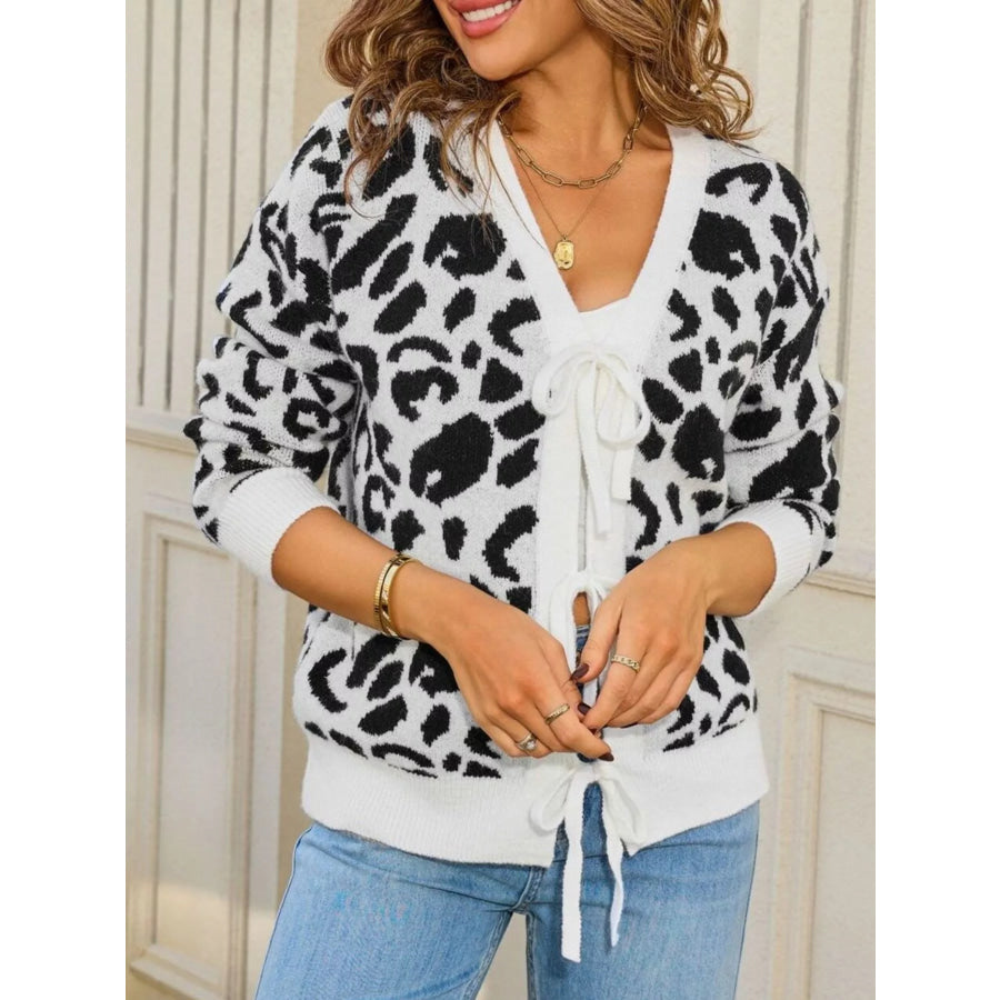 Leopard Tie-Front Cardigan Apparel and Accessories