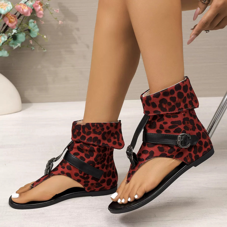 Leopard Toe Post Sandals Apparel and Accessories