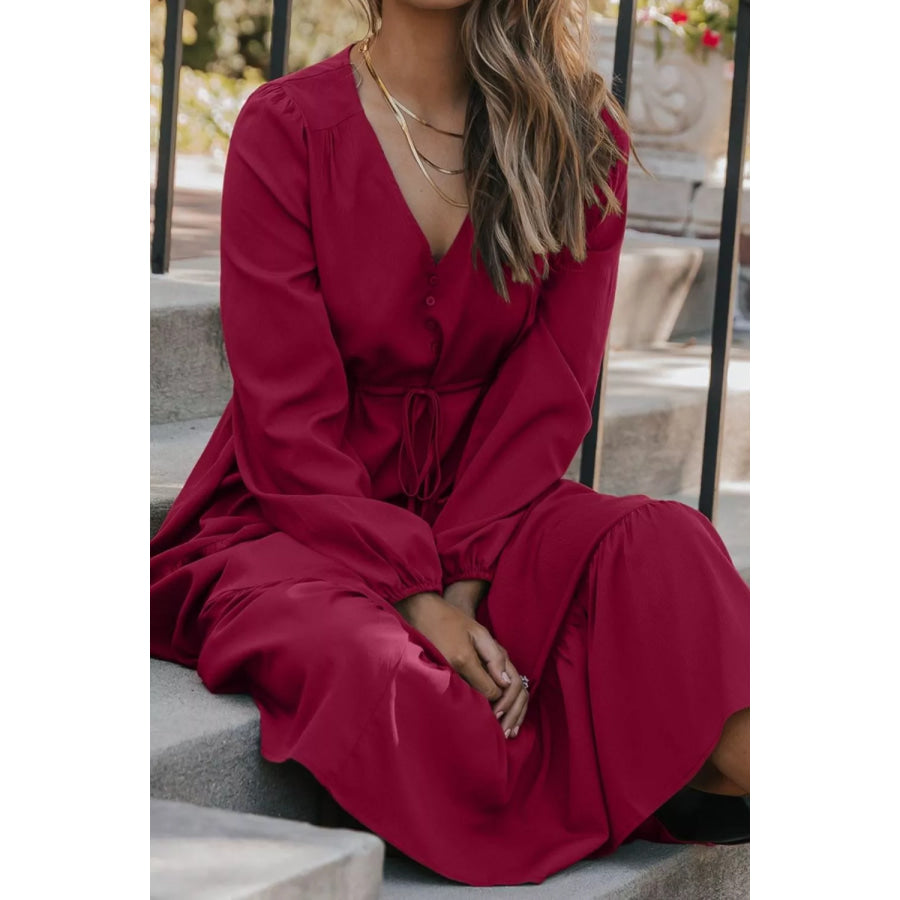 Leopard Trim Notched Neck Short Puff Sleeve Shift Mini Dress Apparel and Accessories