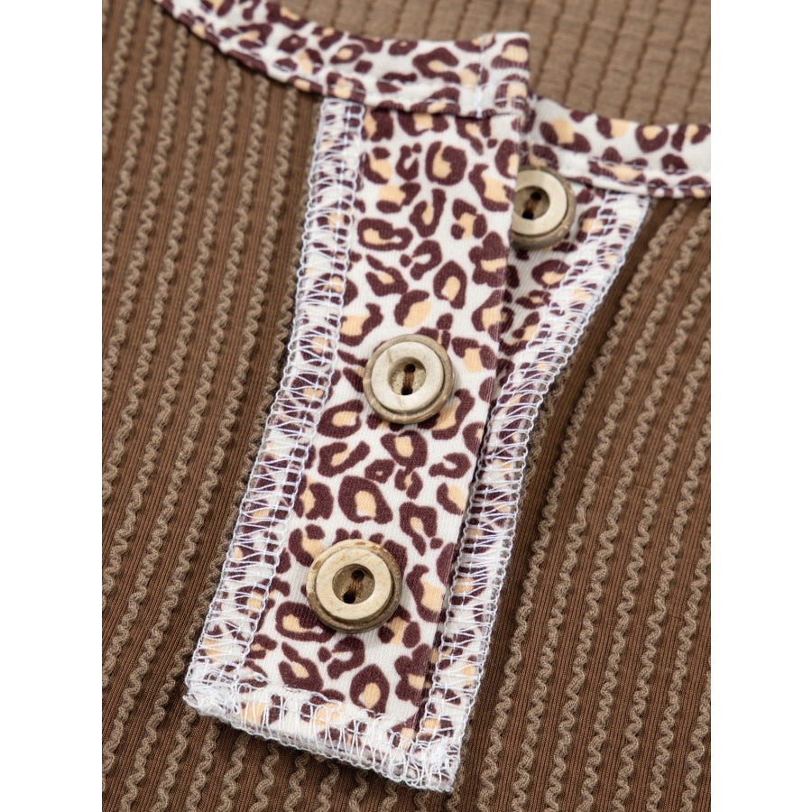 Leopard Trim Raglan Sleeve Top Apparel and Accessories