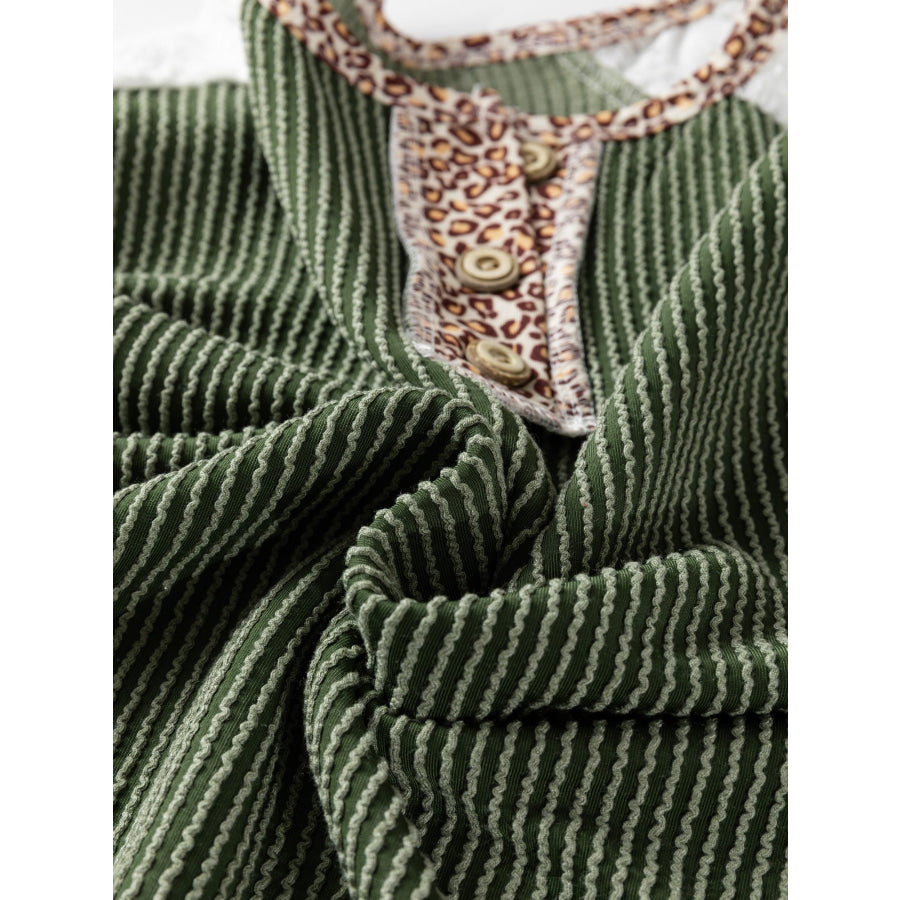 Leopard Trim Raglan Sleeve Top Apparel and Accessories