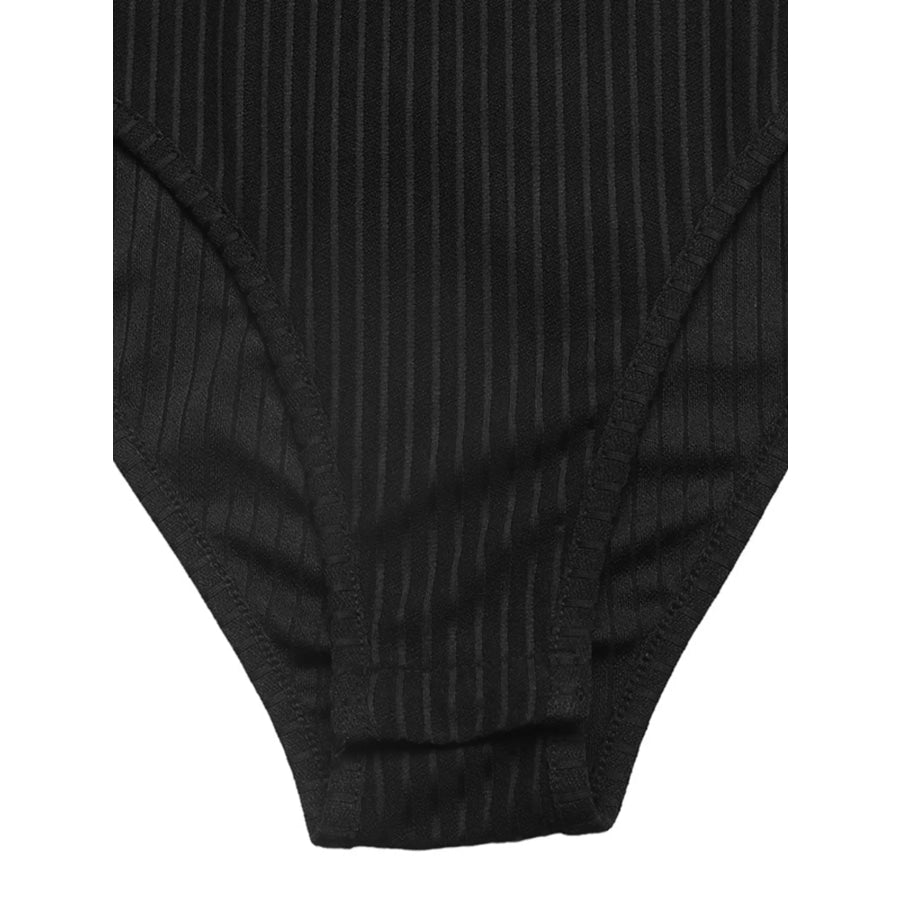 Leopard Trim Ribbed Knit Bodysuit Apparel and Accessories