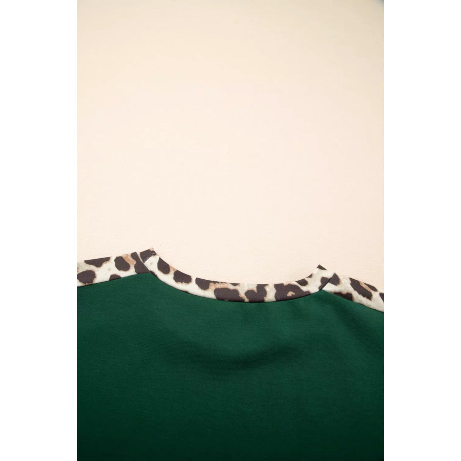Leopard Trim Short Sleeve Relaxed Fit T-Shirt Apparel and Accessories