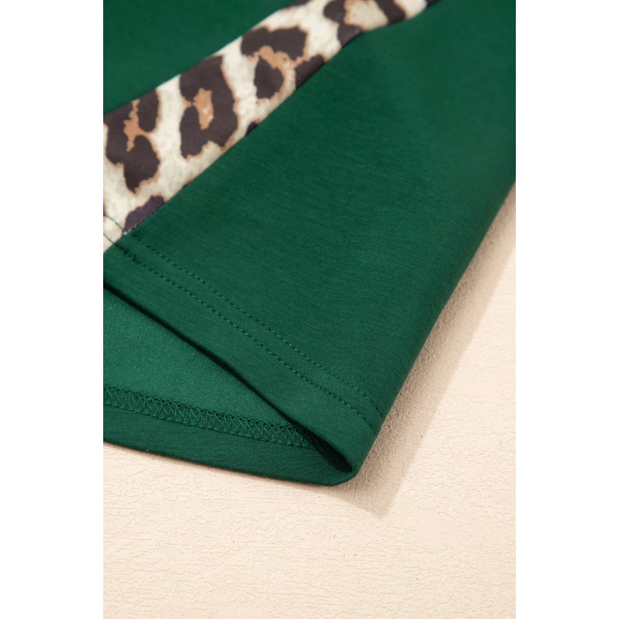 Leopard Trim Short Sleeve Relaxed Fit T-Shirt Apparel and Accessories