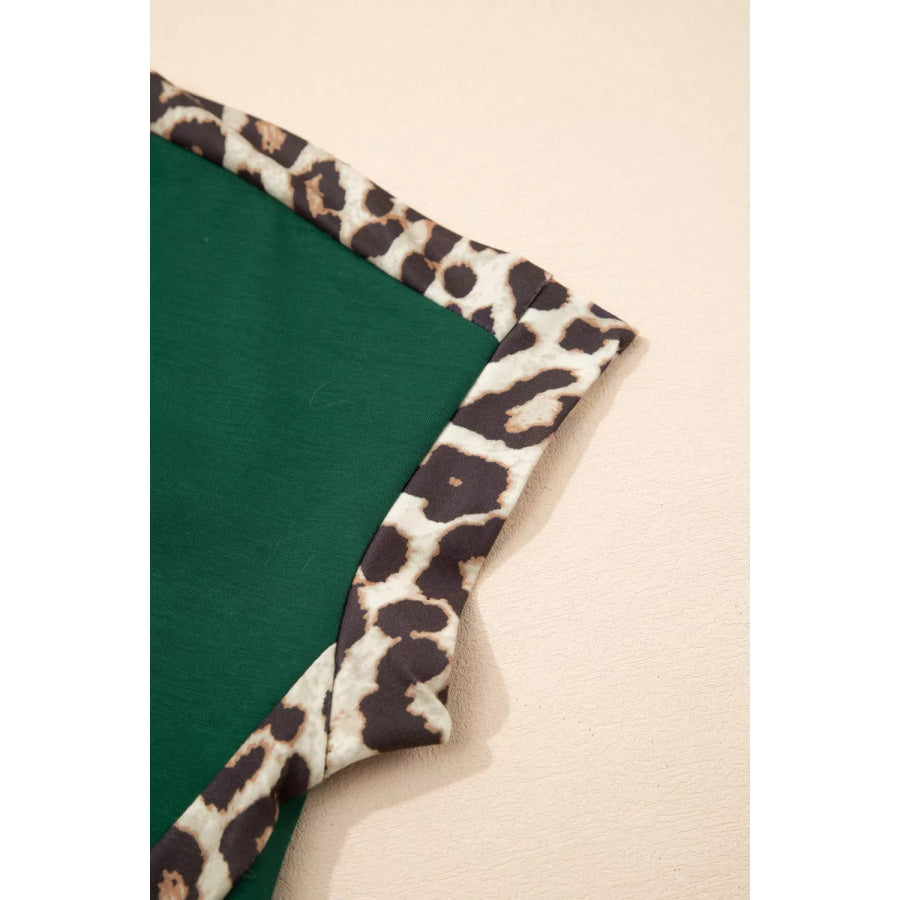 Leopard Trim Short Sleeve Relaxed Fit T-Shirt Apparel and Accessories