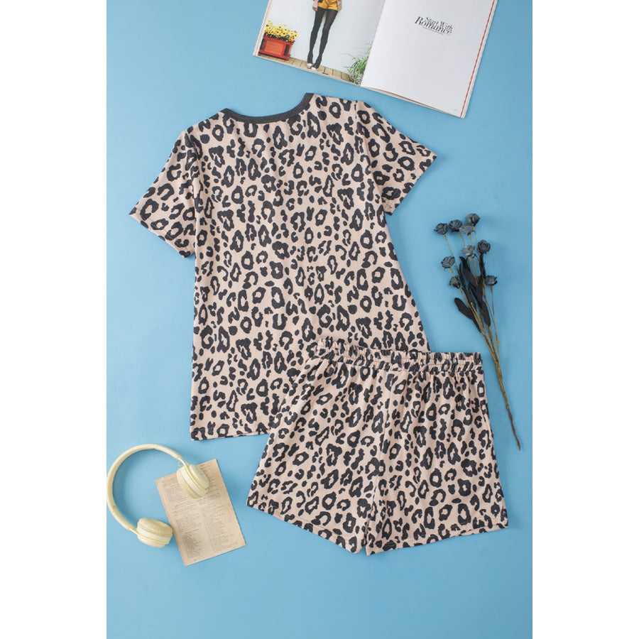 Leopard V - Neck Top and Shorts Set Apparel and Accessories