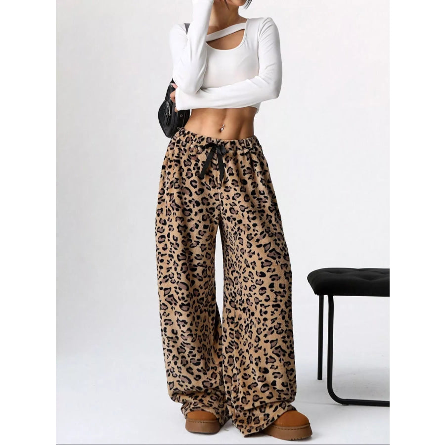 Leopard Wide Leg Pants Apparel and Accessories