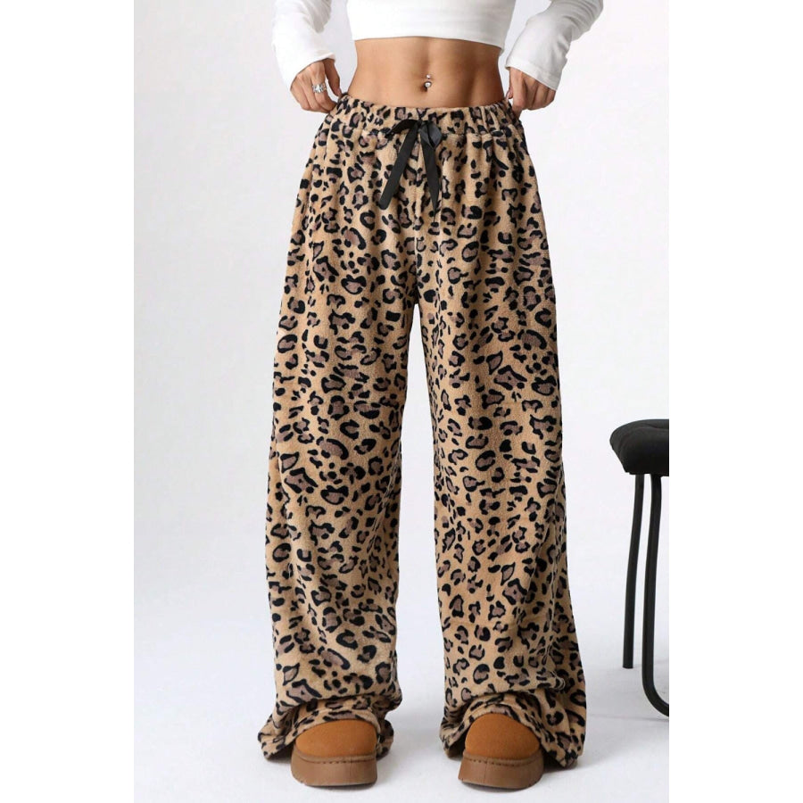 Leopard Wide Leg Pants Apparel and Accessories