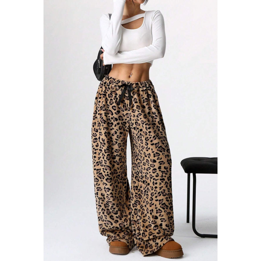 Leopard Wide Leg Pants Apparel and Accessories