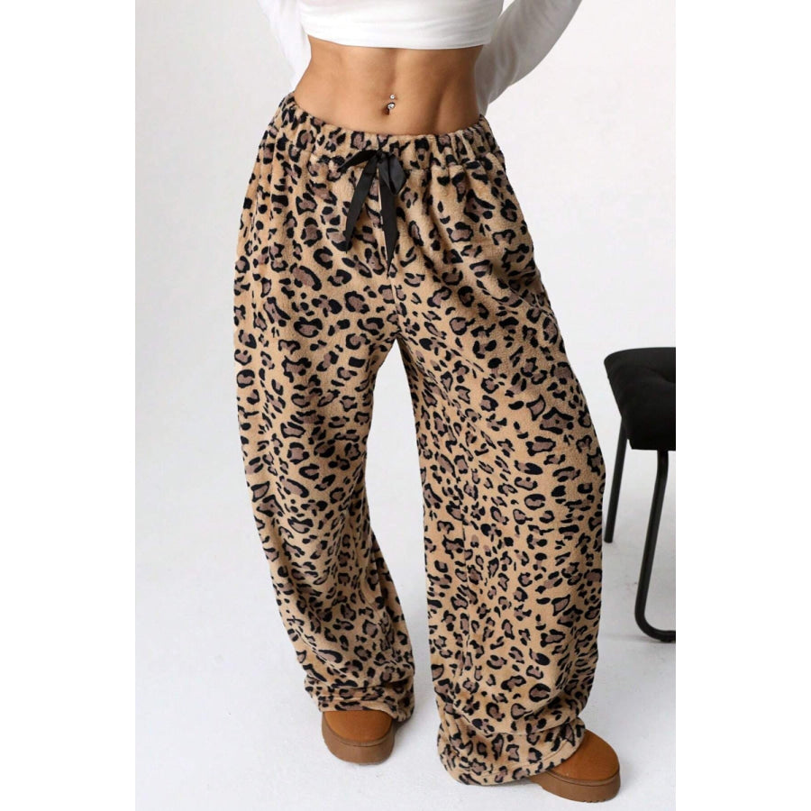 Leopard Wide Leg Pants Apparel and Accessories