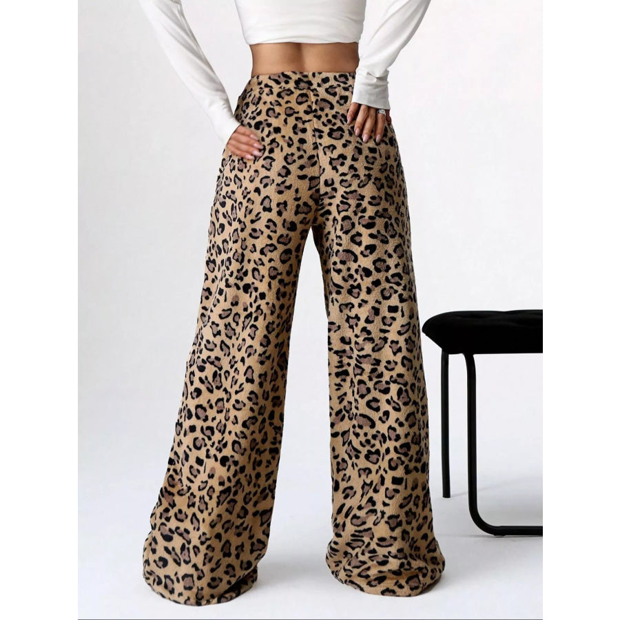 Leopard Wide Leg Pants Apparel and Accessories