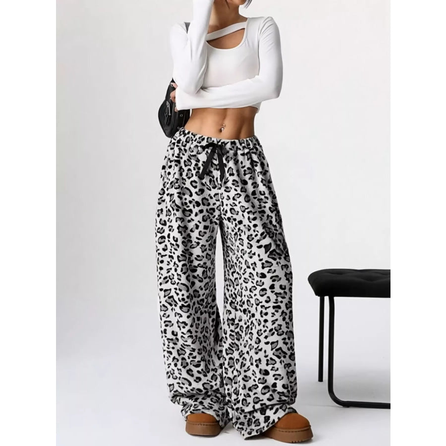 Leopard Wide Leg Pants Apparel and Accessories