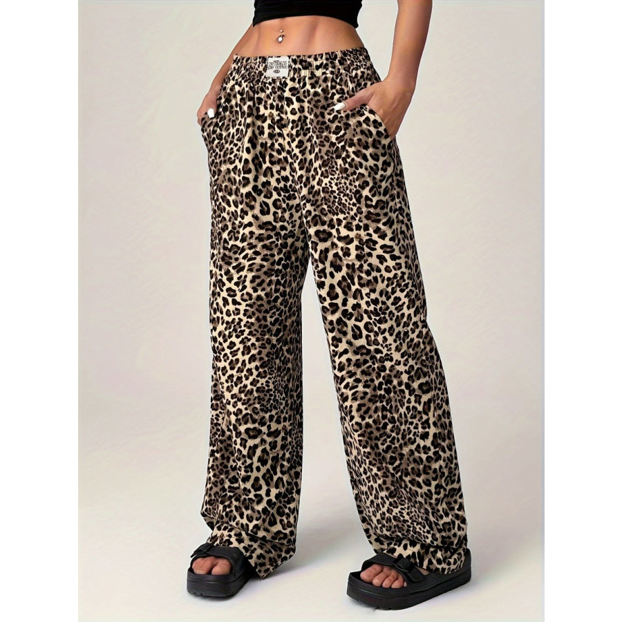 Leopard Wide Leg Pants with Pockets Leopard / XS Apparel and Accessories