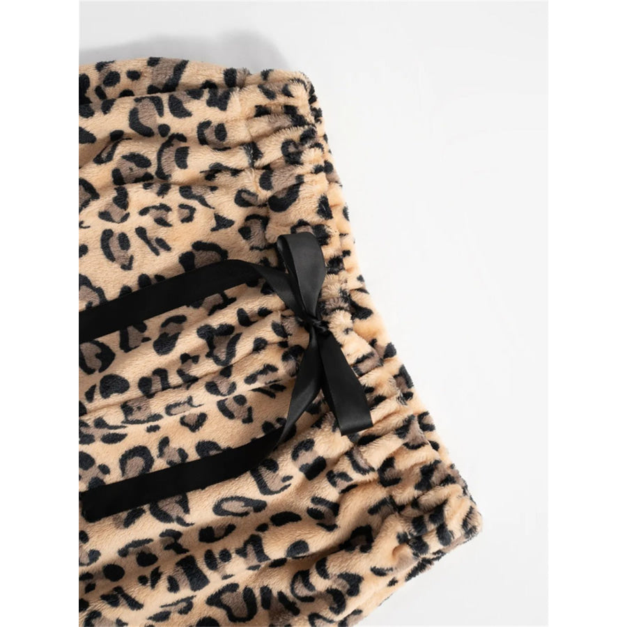 Leopard Wide Leg Plush Pants Apparel and Accessories