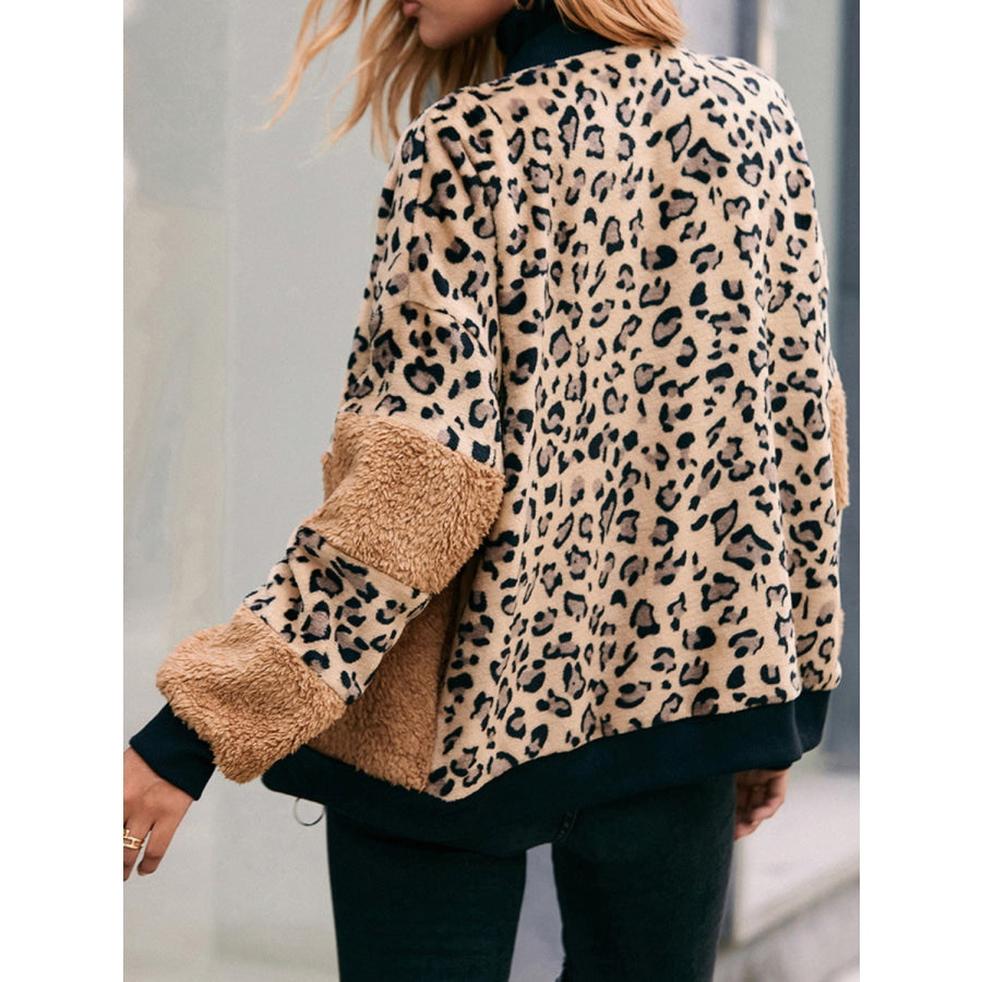 Leopard Zip Up Plush Jacket Apparel and Accessories