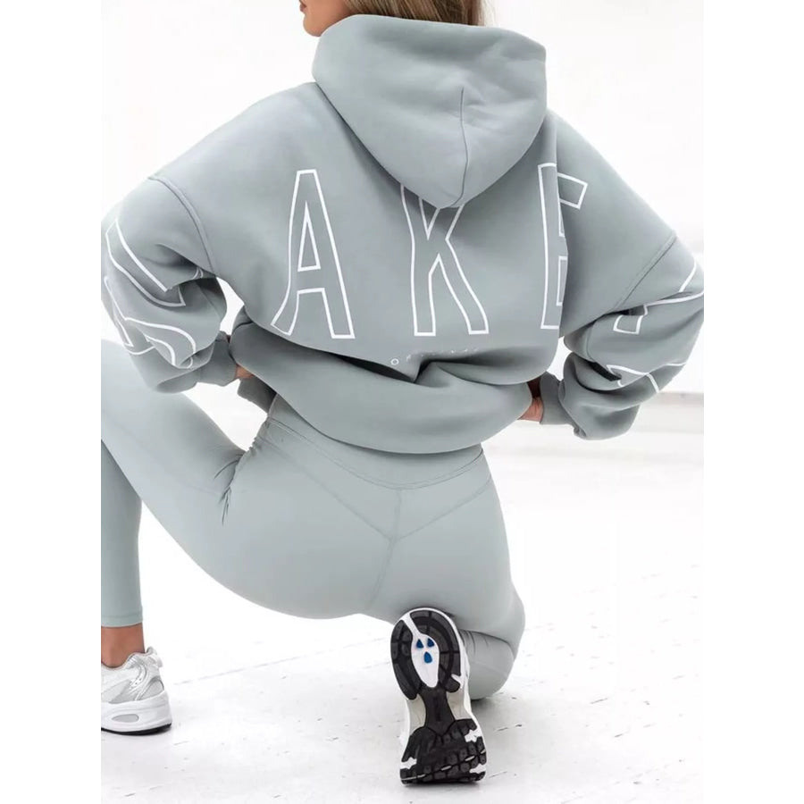 Letter Back Hoodie with Kangaroo Pocket Apparel and Accessories