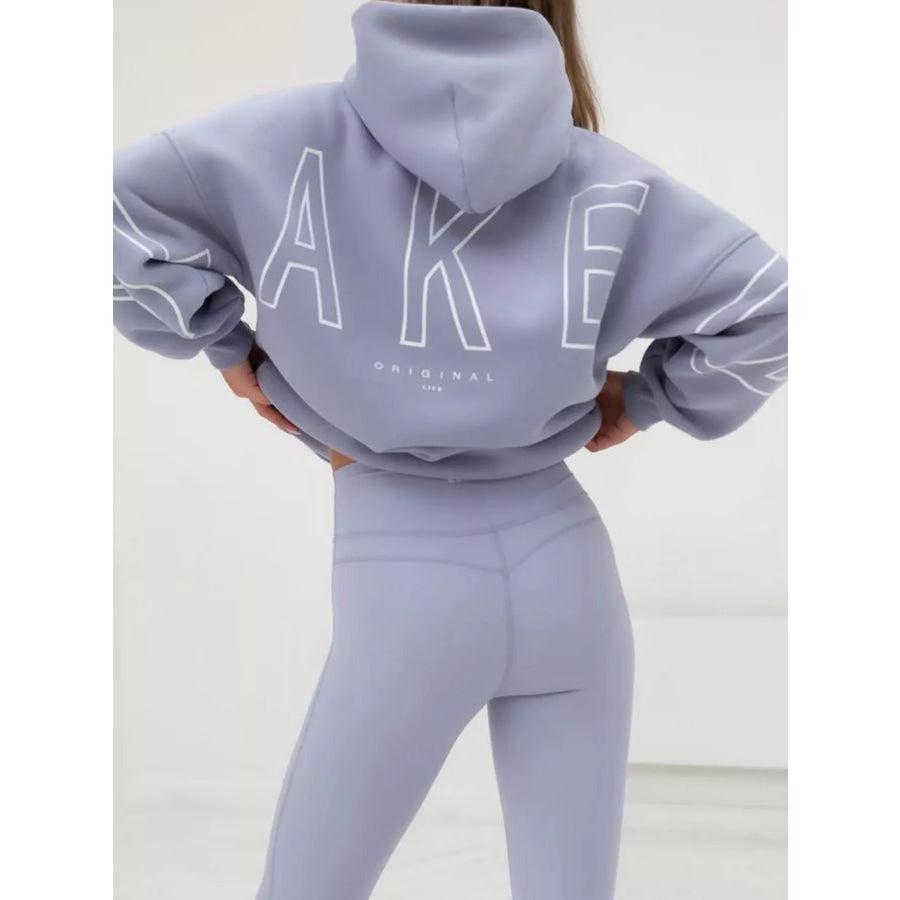 Letter Back Hoodie with Kangaroo Pocket Apparel and Accessories