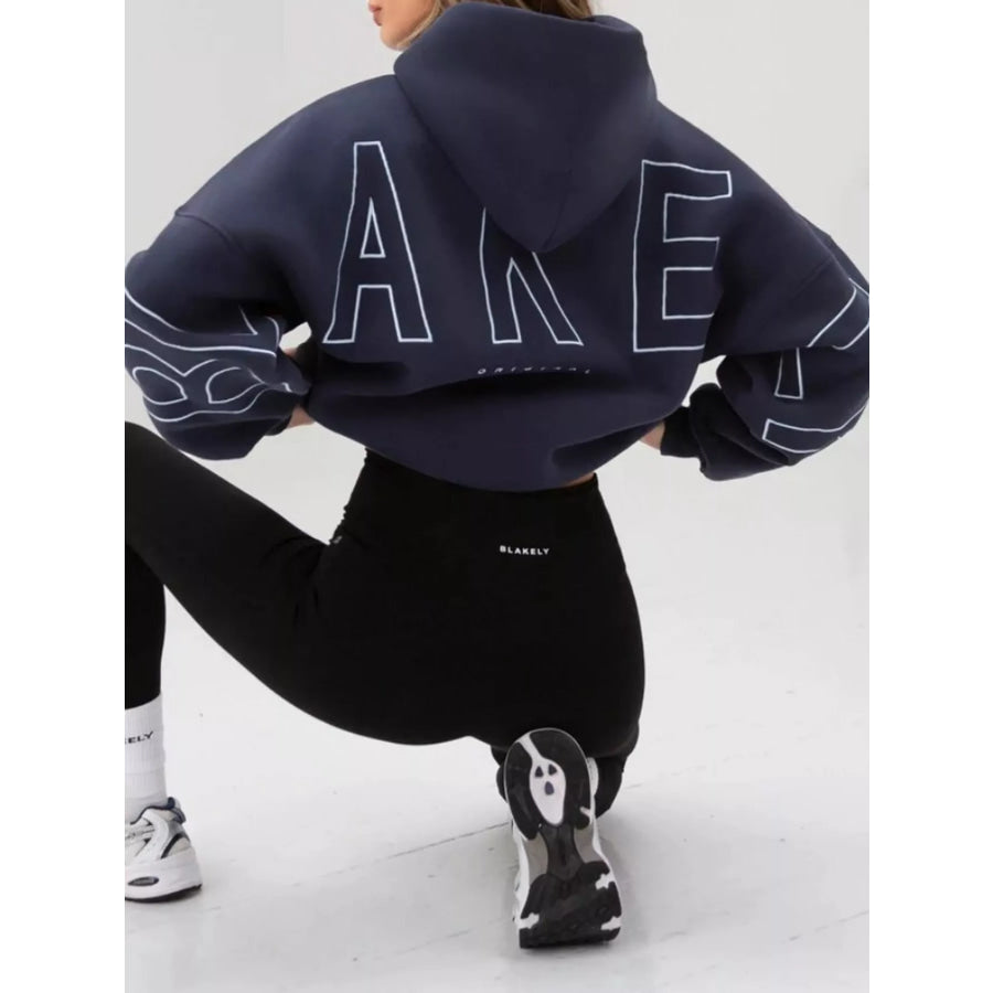 Letter Back Hoodie with Kangaroo Pocket Apparel and Accessories
