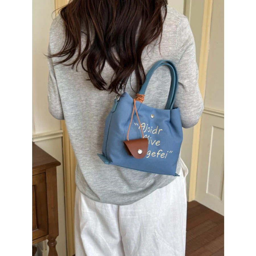 Letter Canvas Handbag Blue / onesize Apparel and Accessories