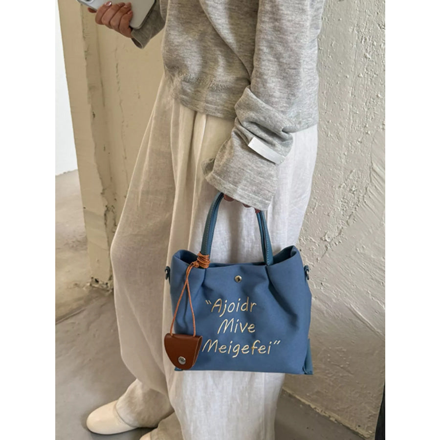 Letter Canvas Handbag Blue / onesize Apparel and Accessories