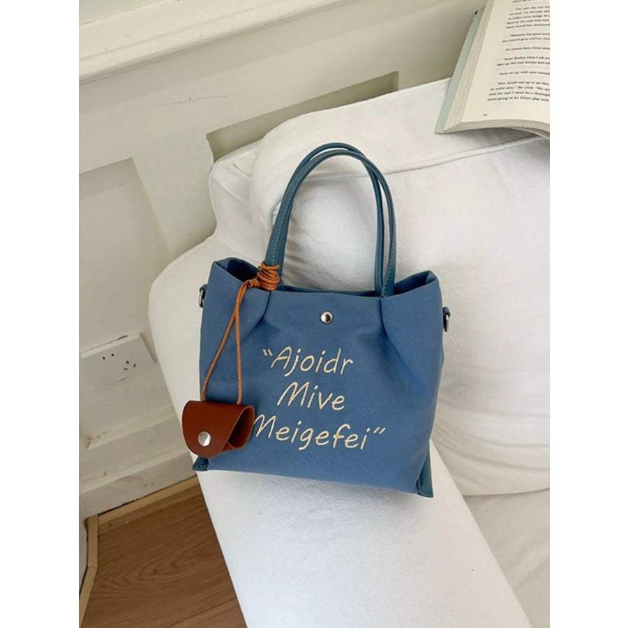 Letter Canvas Handbag Blue / onesize Apparel and Accessories