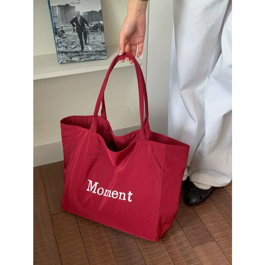Letter Canvas Tote Bag Burgundy / onesize Apparel and Accessories