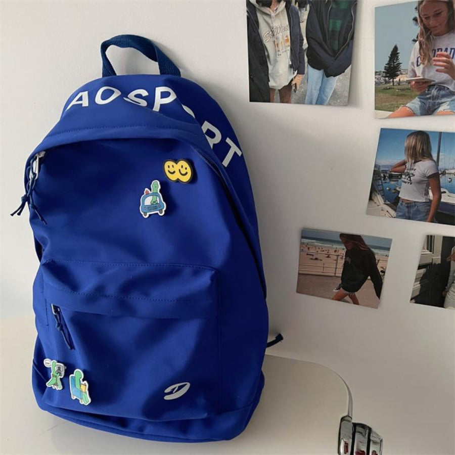 Letter Casual Backpack Bag Klein Blue / One Size Apparel and Accessories