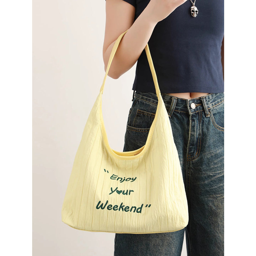 Letter Casual Shoulder Bag Yellow / One Size Apparel and Accessories