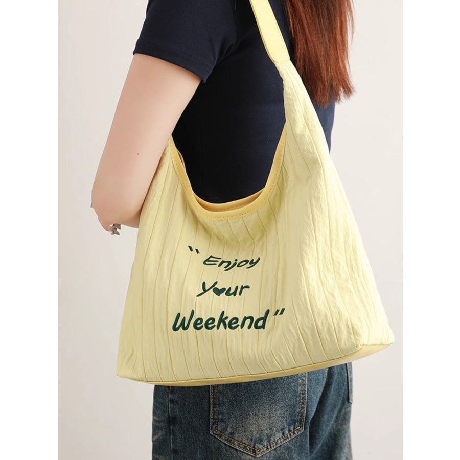 Letter Casual Shoulder Bag Yellow / One Size Apparel and Accessories