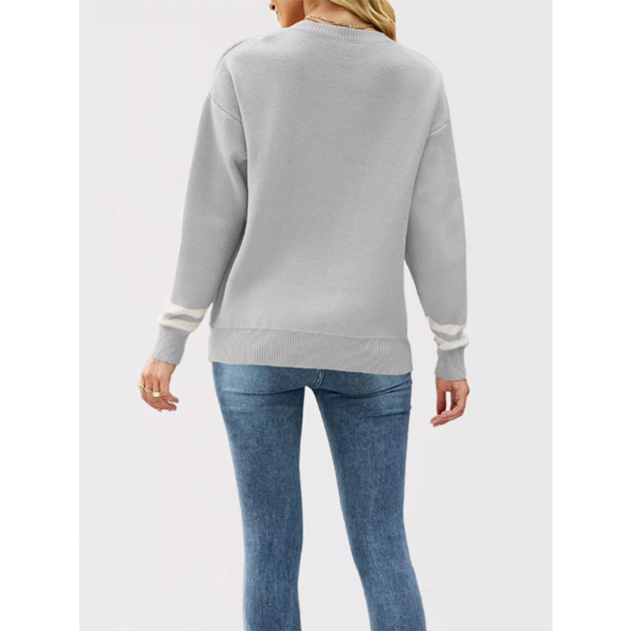 Letter Crew Neck Dropped Shoulder Sweater Apparel and Accessories