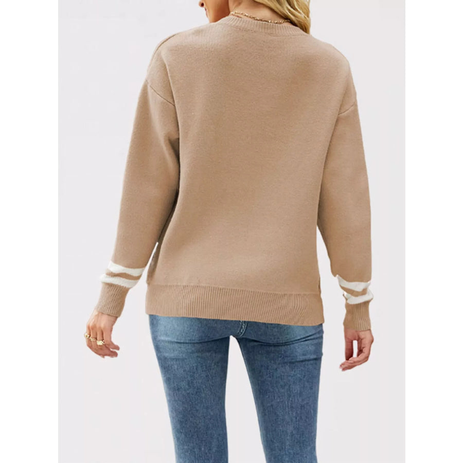 Letter Crew Neck Dropped Shoulder Sweater Apparel and Accessories
