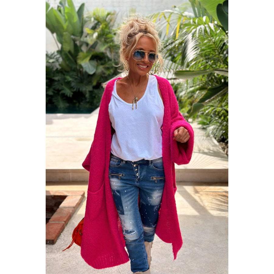 Letter Dropped Shoulder Long Sleeve Cardigan Apparel and Accessories