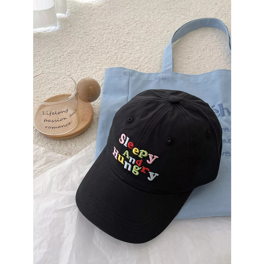 Letter Embroidered Baseball Cap Black / One Size Apparel and Accessories