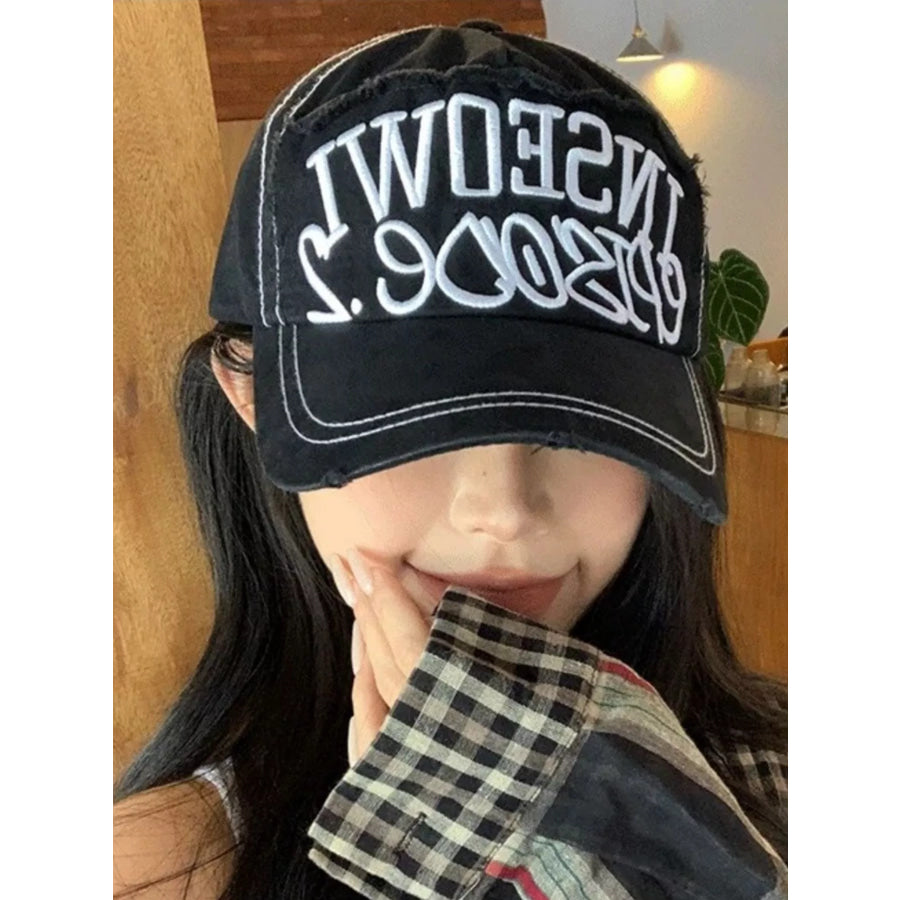 Letter Embroidered Baseball Cap Black / One Size Apparel and Accessories