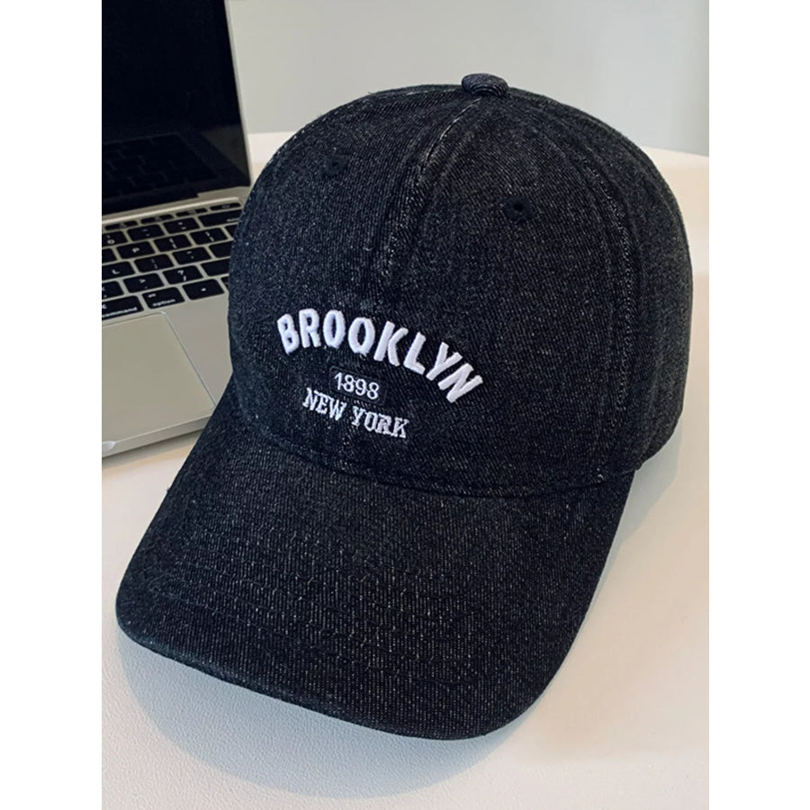 Letter Embroidered Baseball Cap Black / One Size Apparel and Accessories