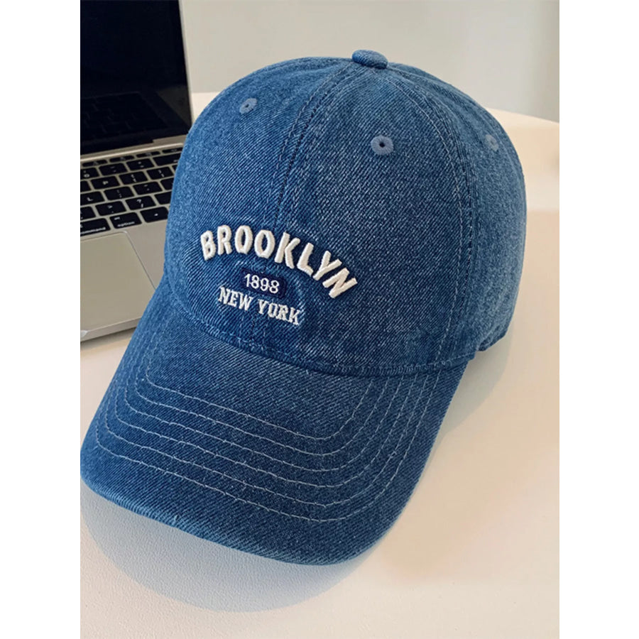Letter Embroidered Baseball Cap Dark Blue / One Size Apparel and Accessories