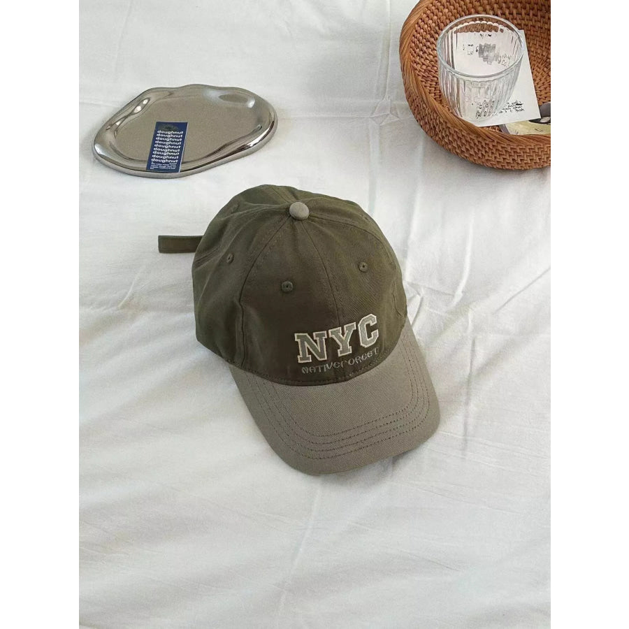 Letter Embroidered Baseball Cap Military Green / One Size Apparel and Accessories
