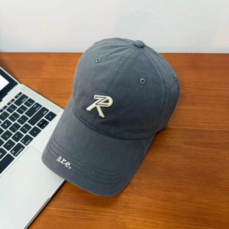 Letter Embroidered Baseball Cap Navy Blue / One Size Apparel and Accessories
