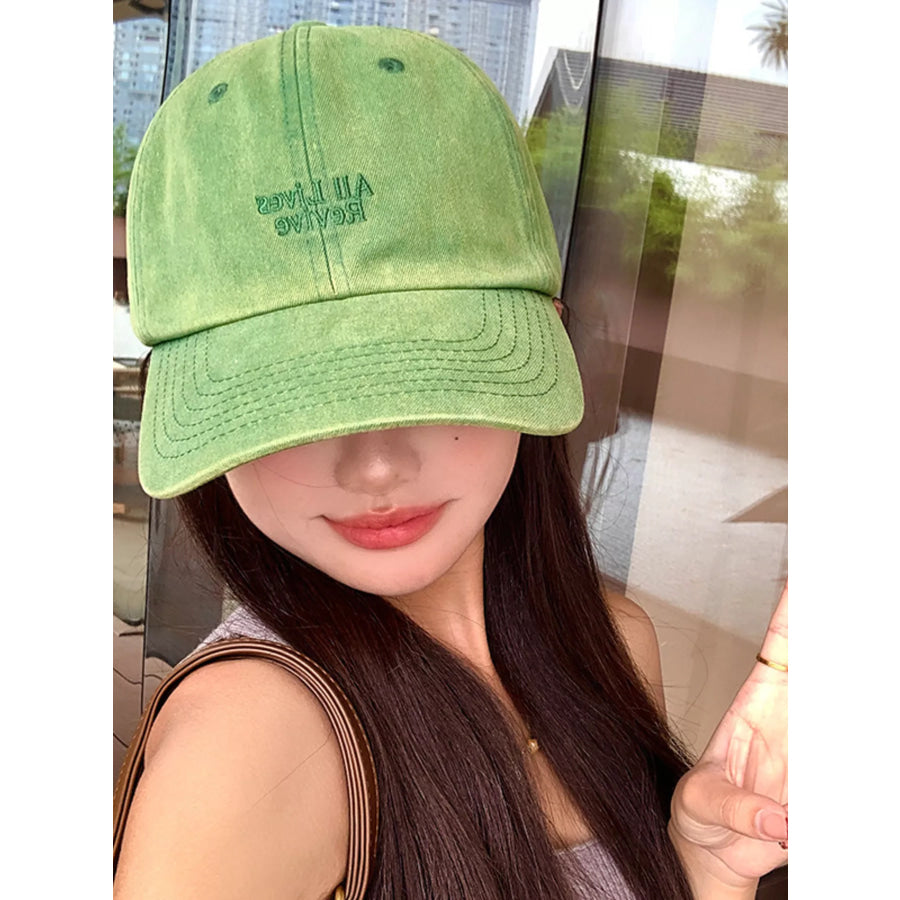 Letter Embroidered Baseball Cap Olive Green / One Size Apparel and Accessories