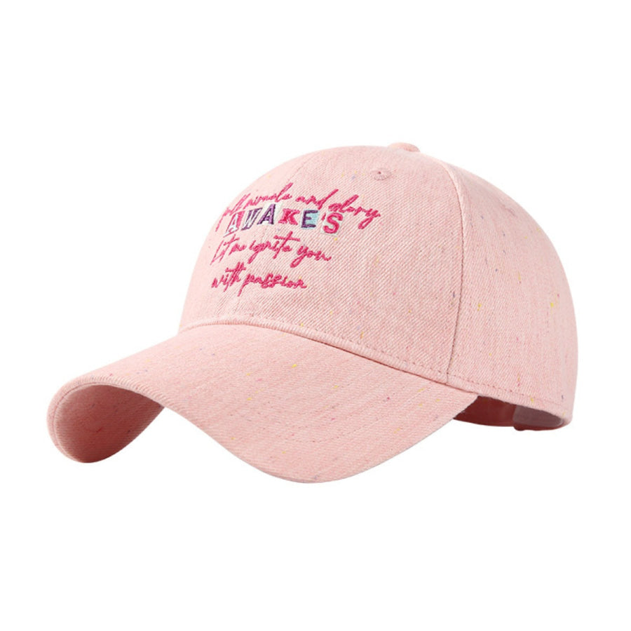 Letter Embroidered Baseball Cap Pink / One Size Apparel and Accessories