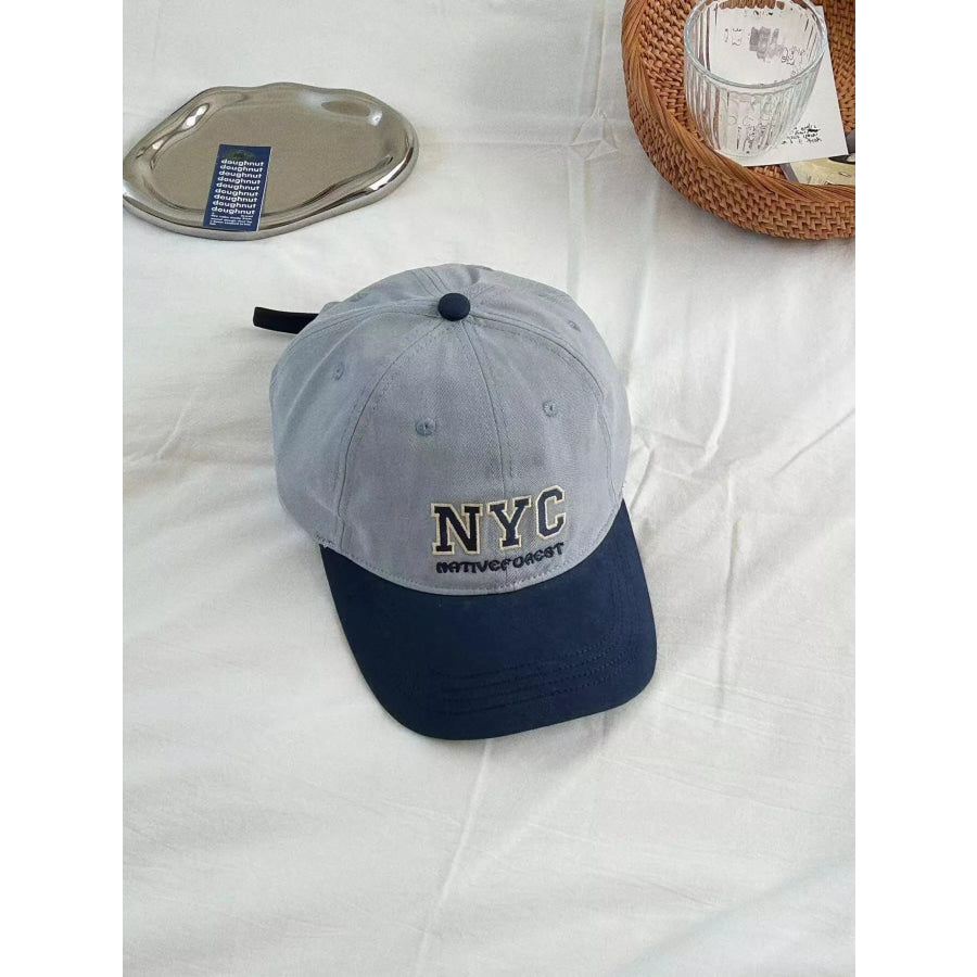 Letter Embroidered Baseball Cap Sky Blue / One Size Apparel and Accessories