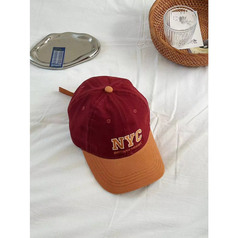 Letter Embroidered Baseball Cap Wine Red / One Size Apparel and Accessories