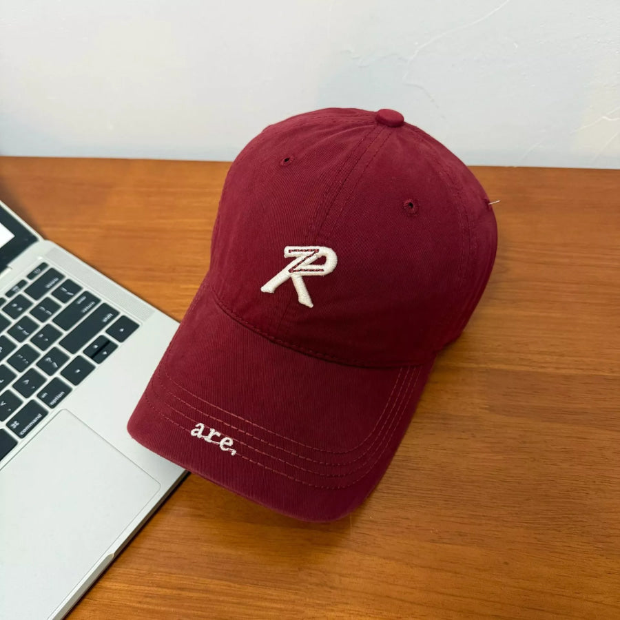 Letter Embroidered Baseball Cap Wine Red / One Size Apparel and Accessories