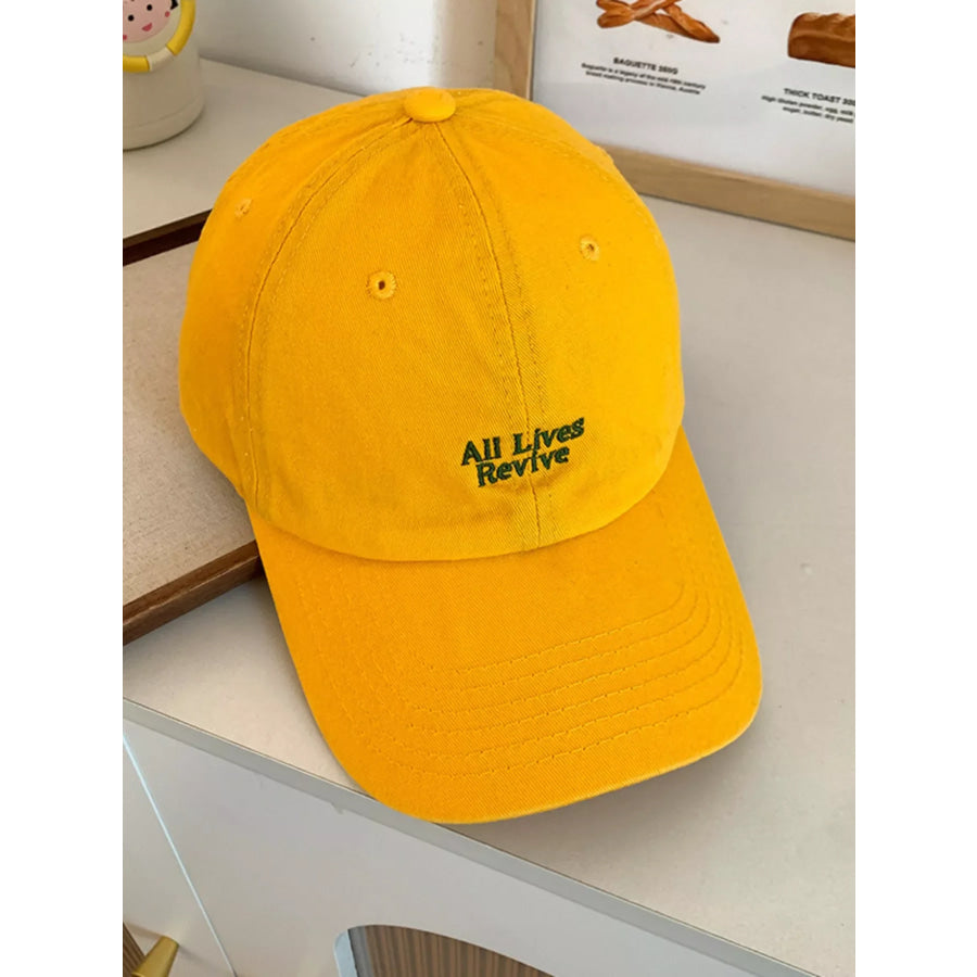 Letter Embroidered Baseball Cap Yellow / One Size Apparel and Accessories