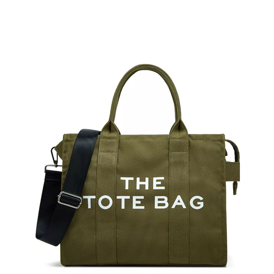 Letter Graphic Canvas Handbag Army Green / onesize Apparel and Accessories