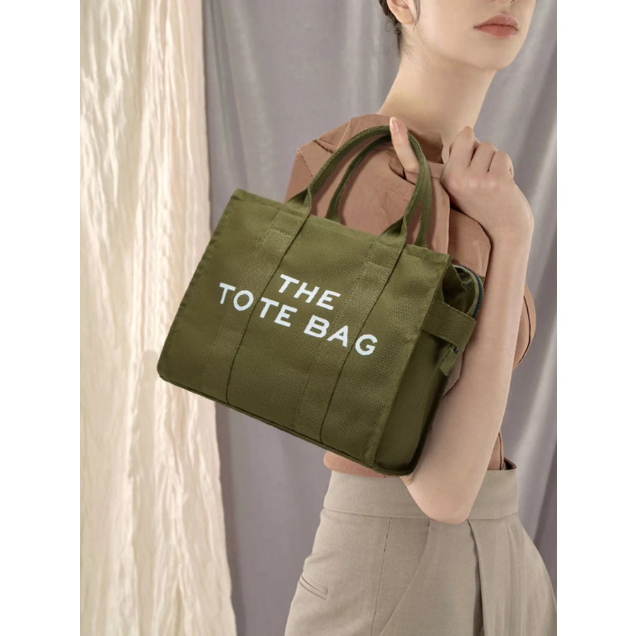 Letter Graphic Canvas Handbag Army Green / onesize Apparel and Accessories