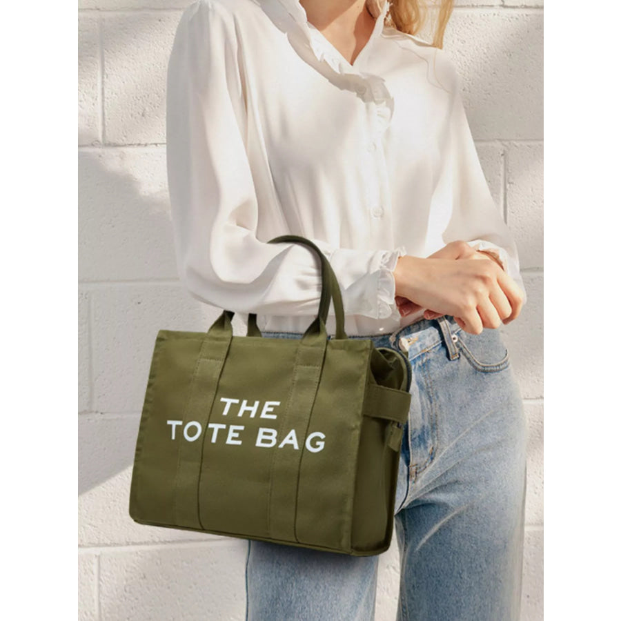 Letter Graphic Canvas Handbag Army Green / onesize Apparel and Accessories
