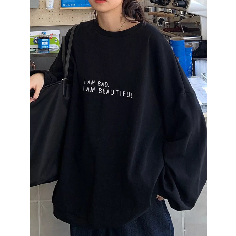 Letter Graphic Crew Neck Sweatshirt Apparel and Accessories