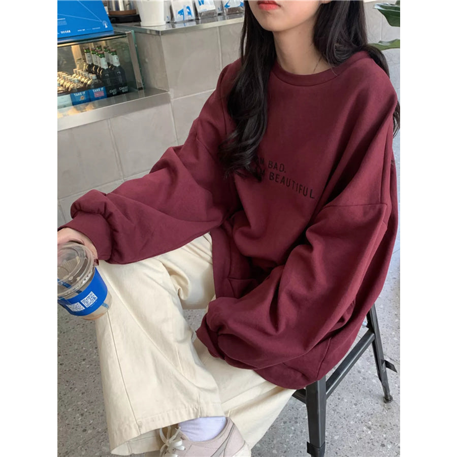 Letter Graphic Crew Neck Sweatshirt Apparel and Accessories