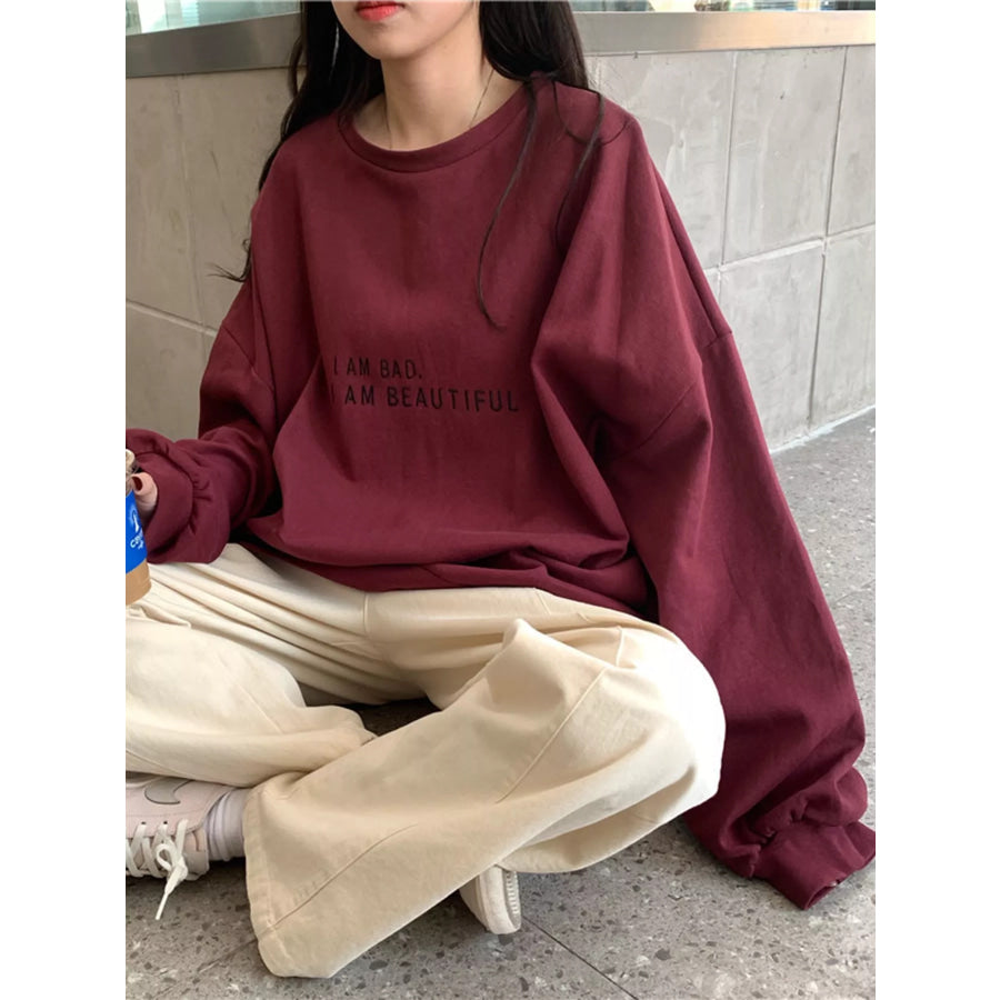 Letter Graphic Crew Neck Sweatshirt Apparel and Accessories